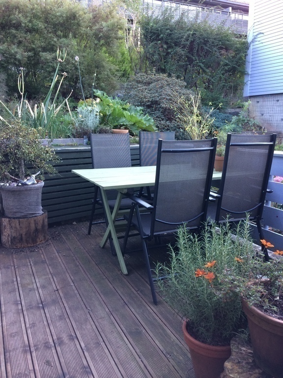 Seating area in the upper garden