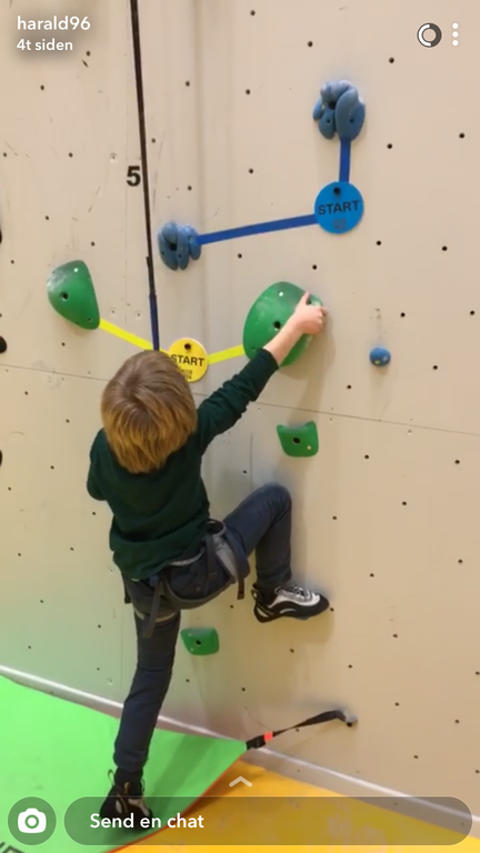 Son climbing in Åsane arena (7-minute drive away), where you can also find the tallest climbing wall in the Nordic countries