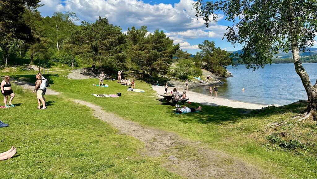 Go swimming in the Fjord, for example at the local beach Kyrkjetangen