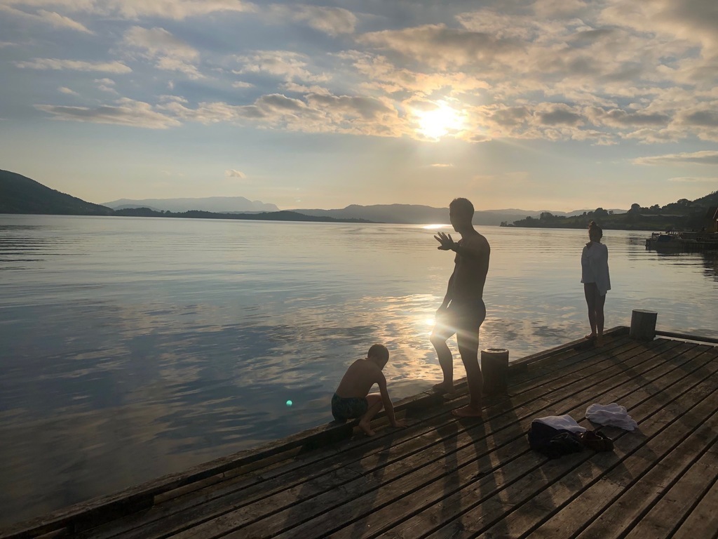 Evening bath in the Hardanger-fjord