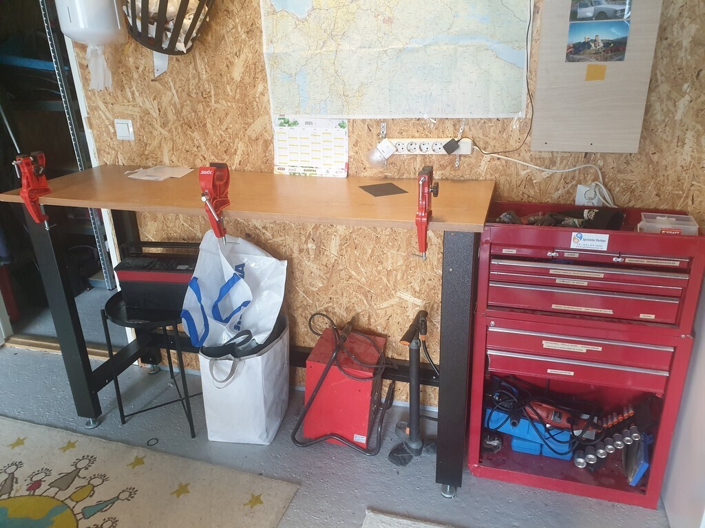 fully equipped workshop with tools in the garage