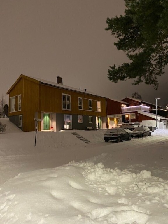 House and street in winter time