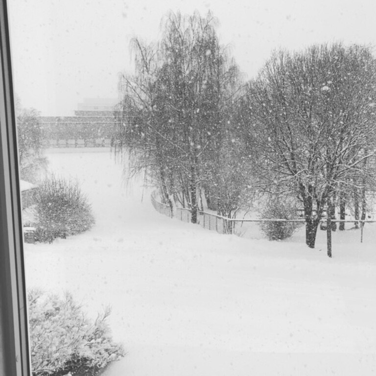 View from window in winter time