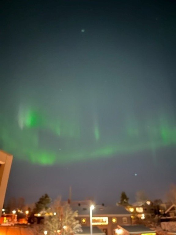 Northern Light Aurora Borealis from House window
