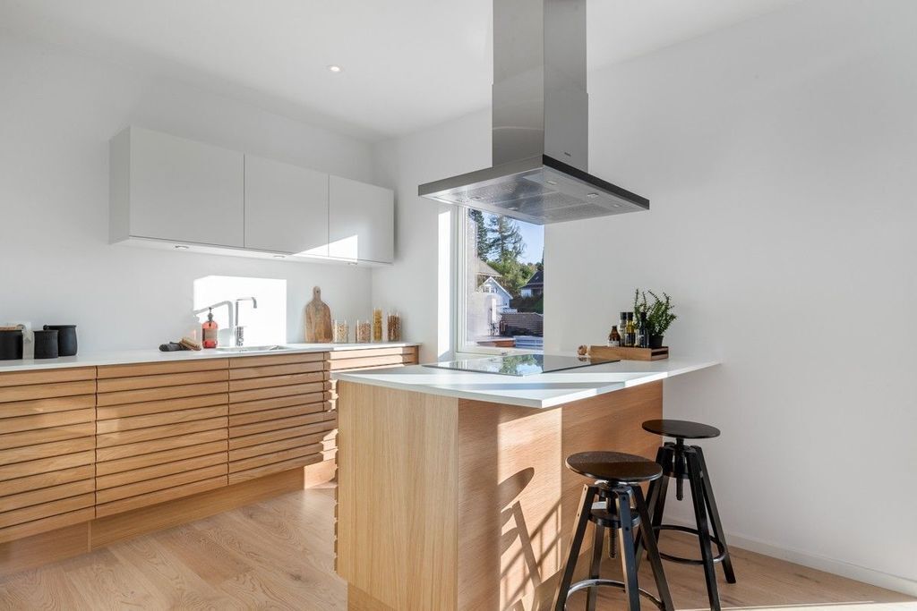 Kitchen with bar desk