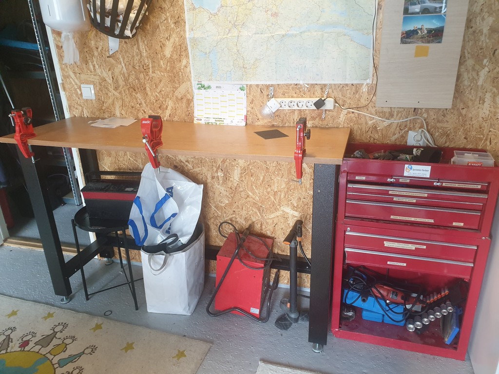 fully equipped workshop with tools in the garage