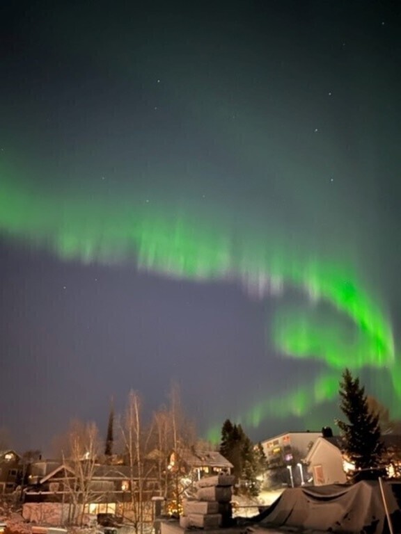 Northern Light Aurora Borealis from House window
