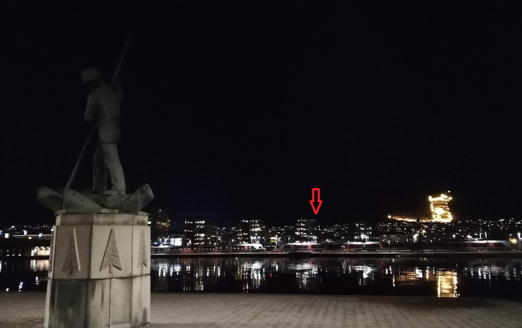 Drammen by night - picture taken from the other side of the river. 