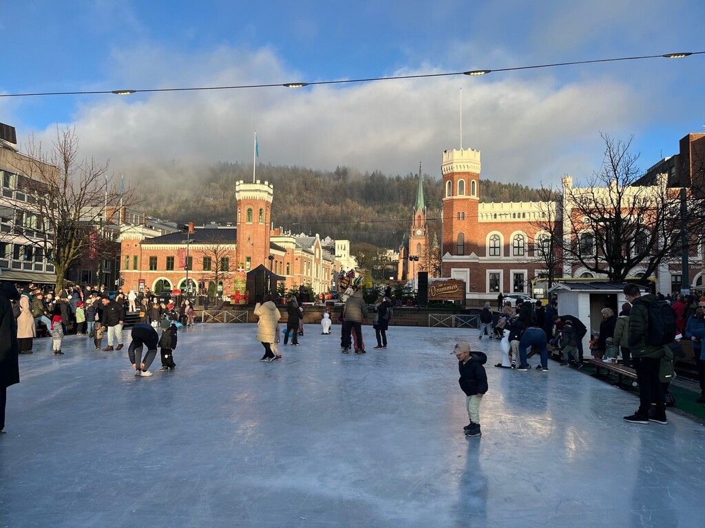 Ice skating in the winter