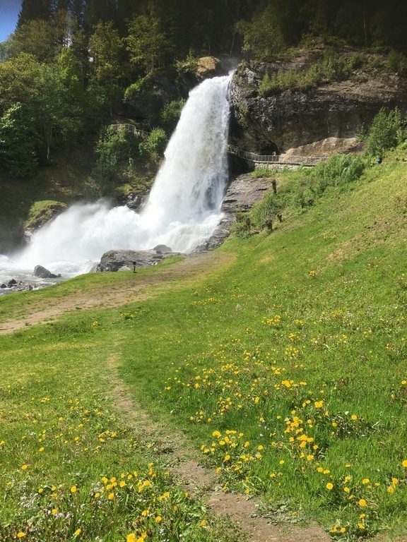 In Nordheimsund you may walk under this waterfall