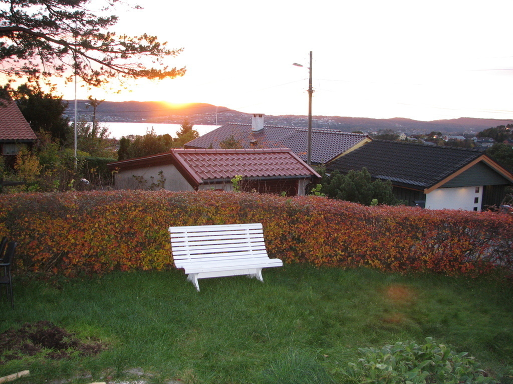 View from veranda. The sun sets at ten p.m (22:00) and later from May till July. 