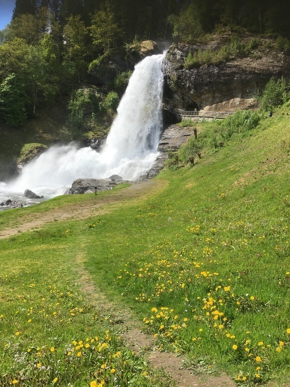 In Nordheimsund you may walk under this waterfall