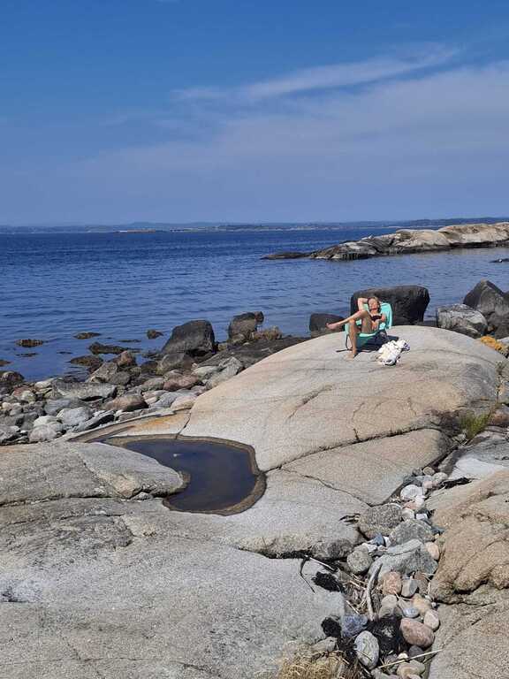 Kari, just outside caravan. 