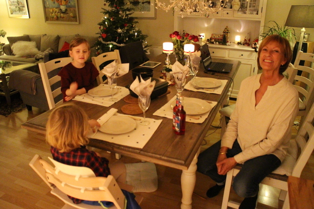 Christmas with grandchildren. Kari likes it very much!