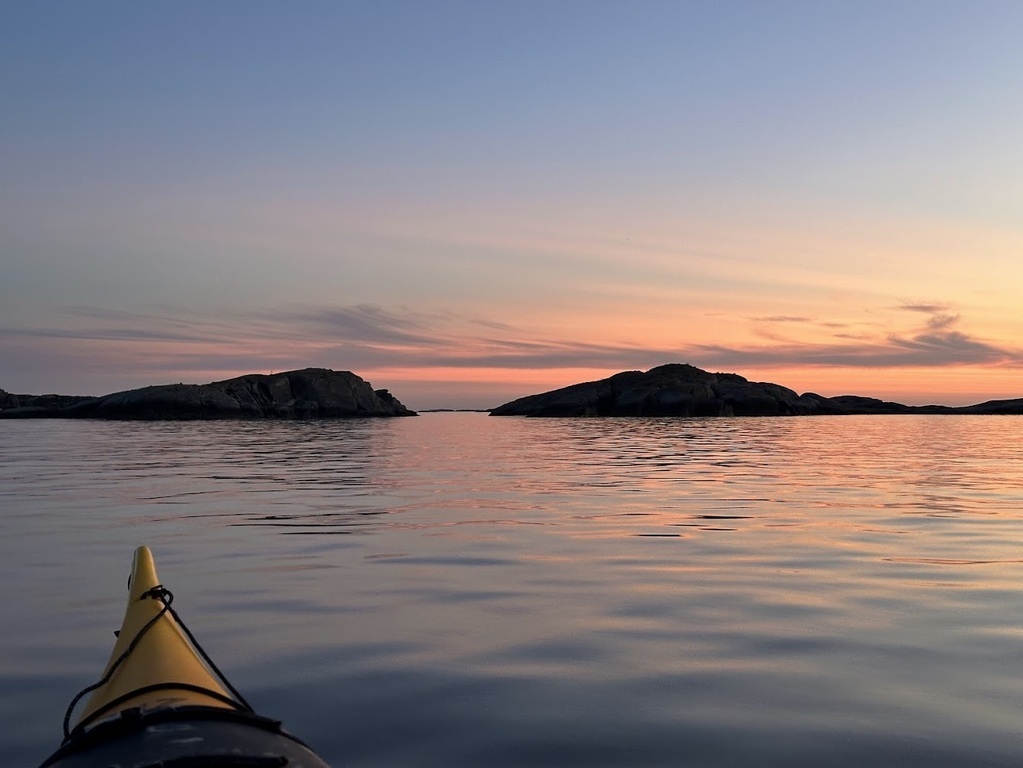 Kayakking by the coast. 
