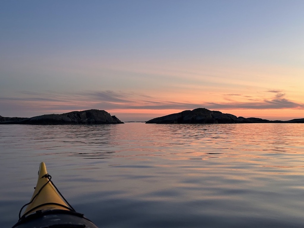 Kayakking by the coast. 