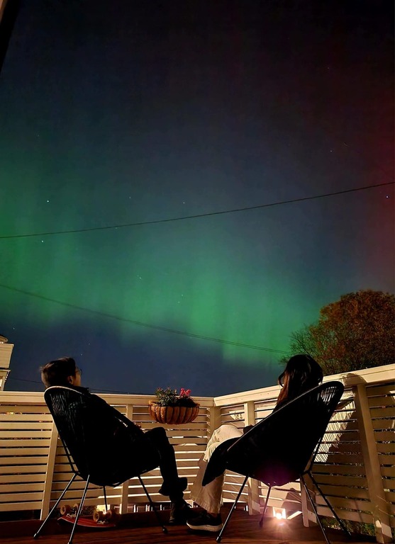 If you are lucky enough, maybe you get to watch the Northern light from our balcony like we did in October, 2024.