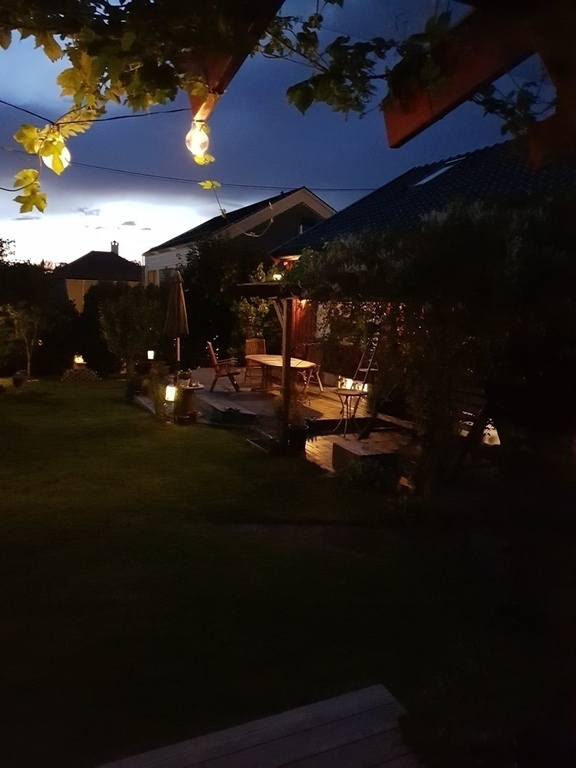 The outdoor patio in the late night