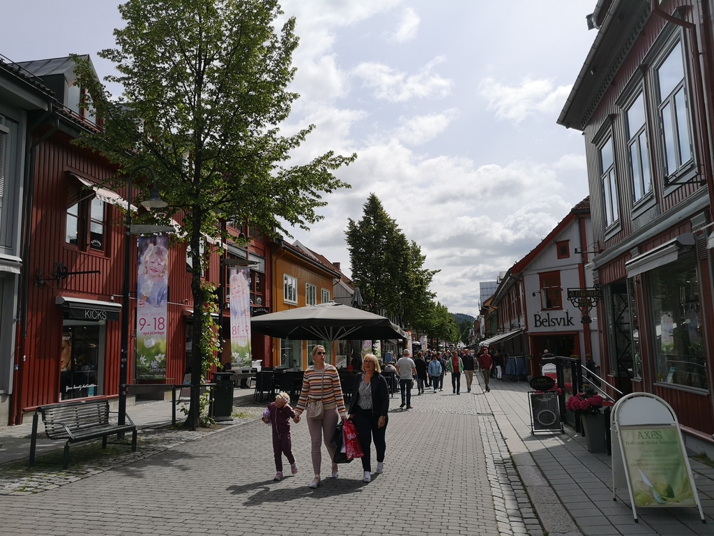 Main street with lots of shops and restaurants