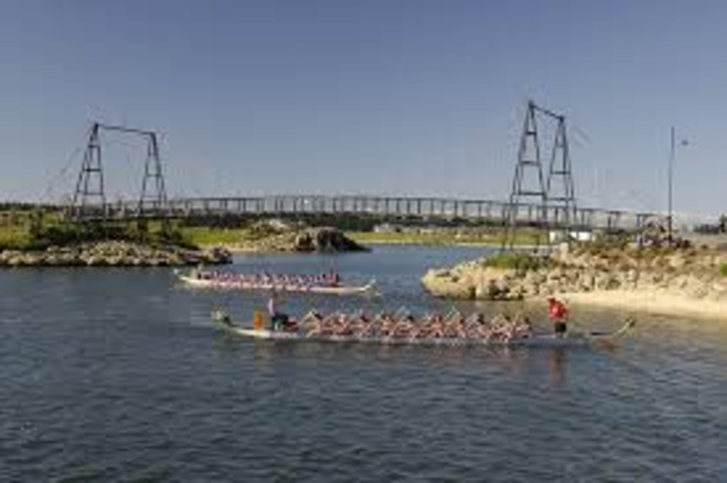 The bridge walkway across the lake