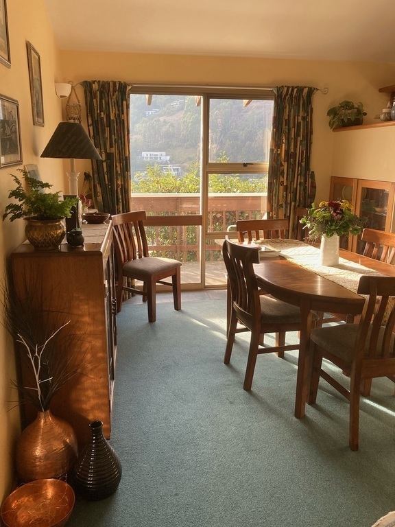 The dining area gets the morning sun. 