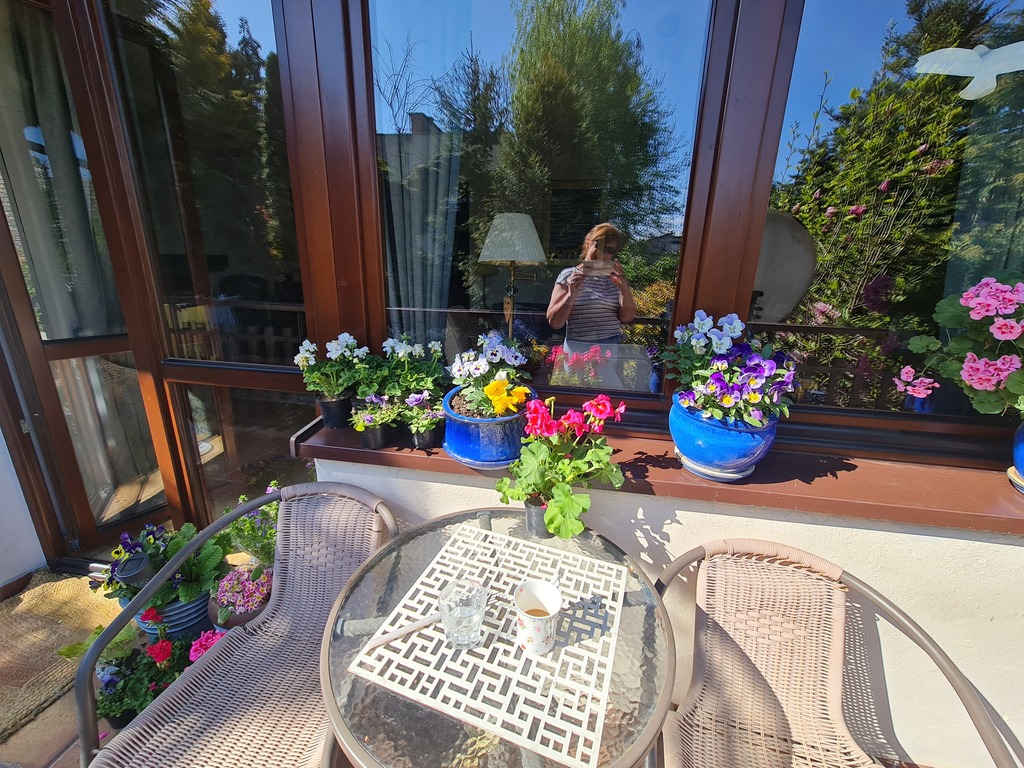 Relaxing on the southern balcony