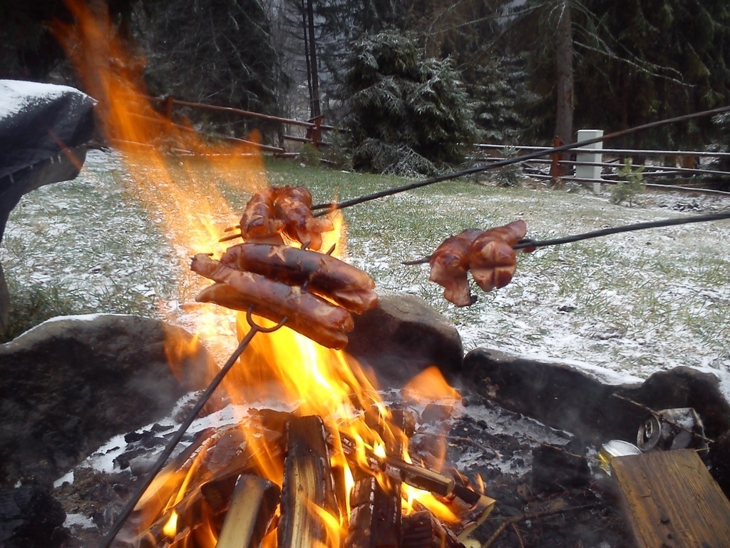sausages from the fire