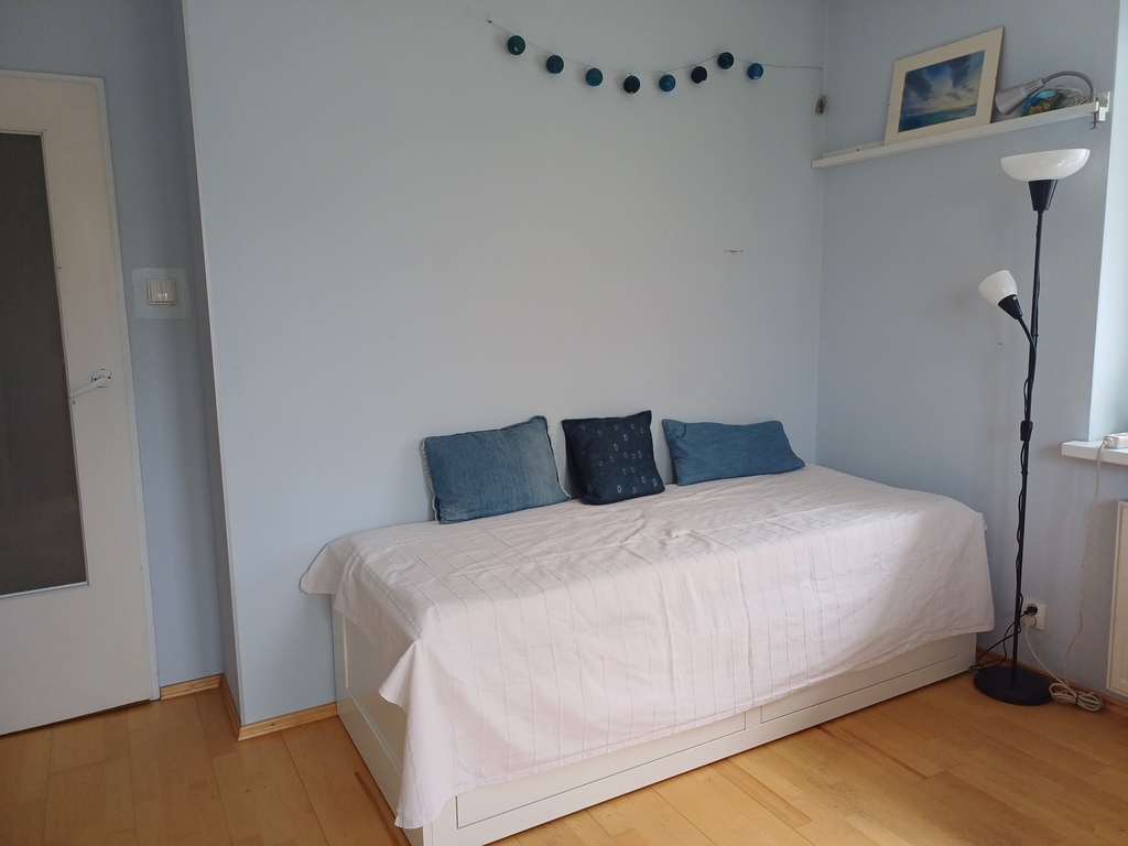 Bedroom with balcony, the bed can be converted into double bed