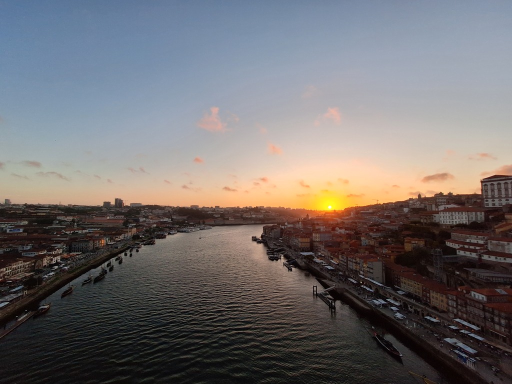 Sunset view from the top of D. Luis II Bridge