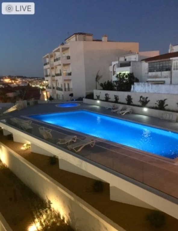 Pool area in the evening 