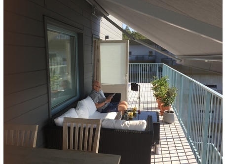 Rickard sitting on the south side of the terrace