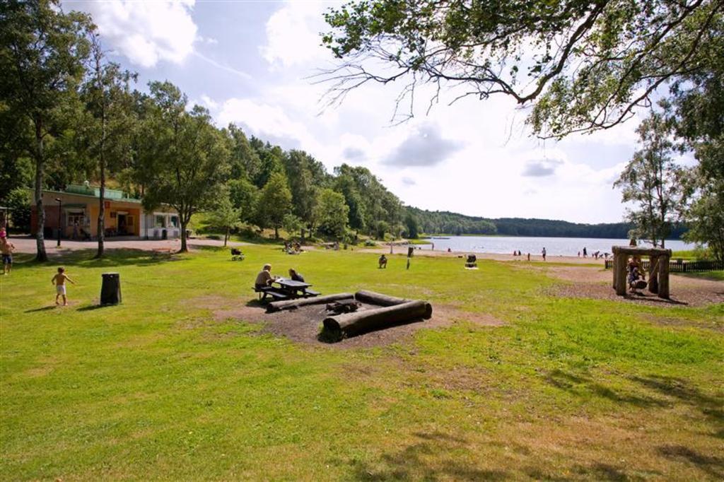 The beach at Härlanda Tjärn, 2 km from our house.