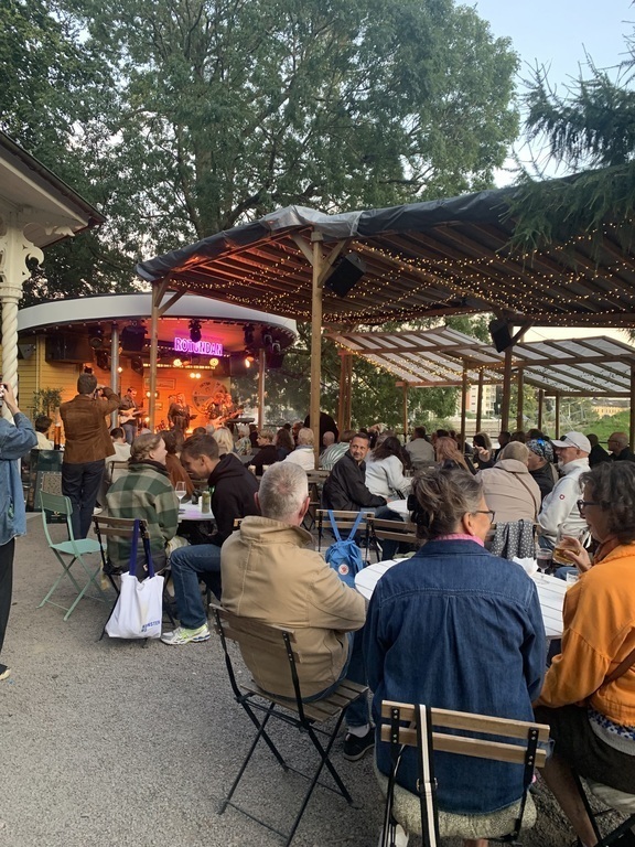 Live music in the central park every day in the summer, 10 min walk from our house, in Halmstad city.