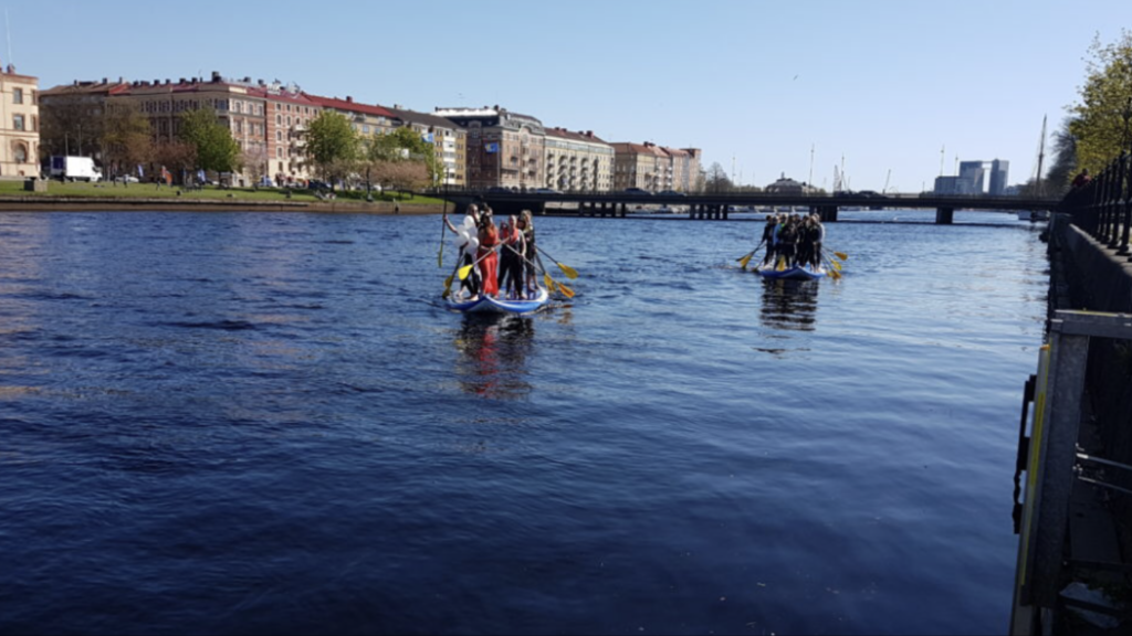 Stand up paddling in the river in Halmstad