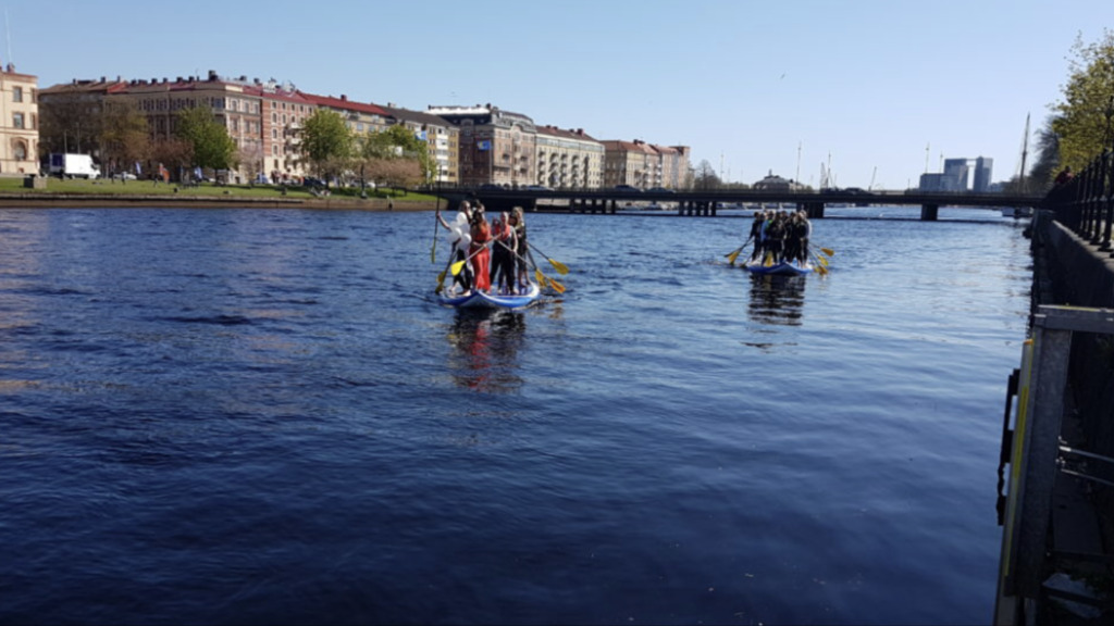 Stand up paddling in the river in Halmstad