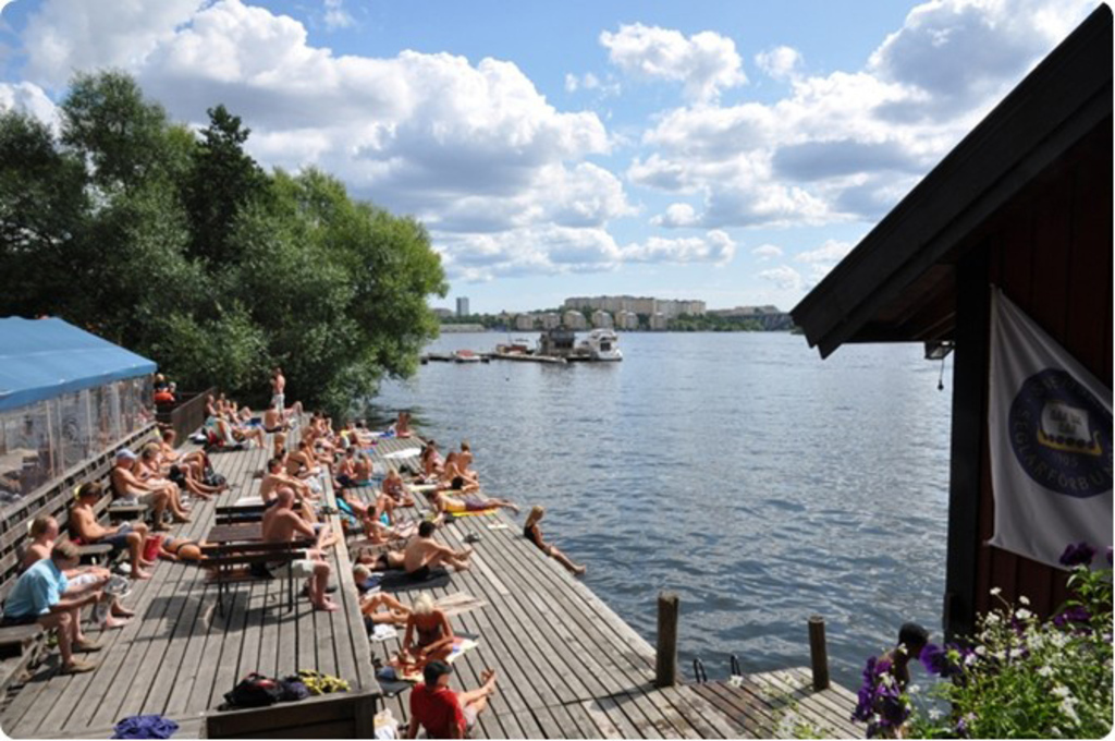 Nearby lake swimming on the cycle/walking  path to Stockholm city