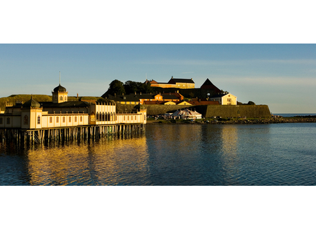 The fortress of Varberg and the open-air swimming house