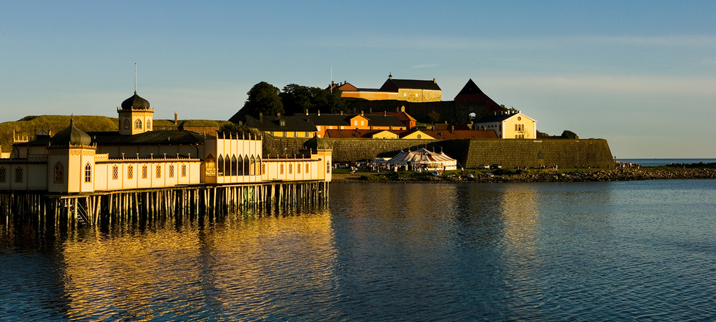 The fortress of Varberg and the open-air swimming house