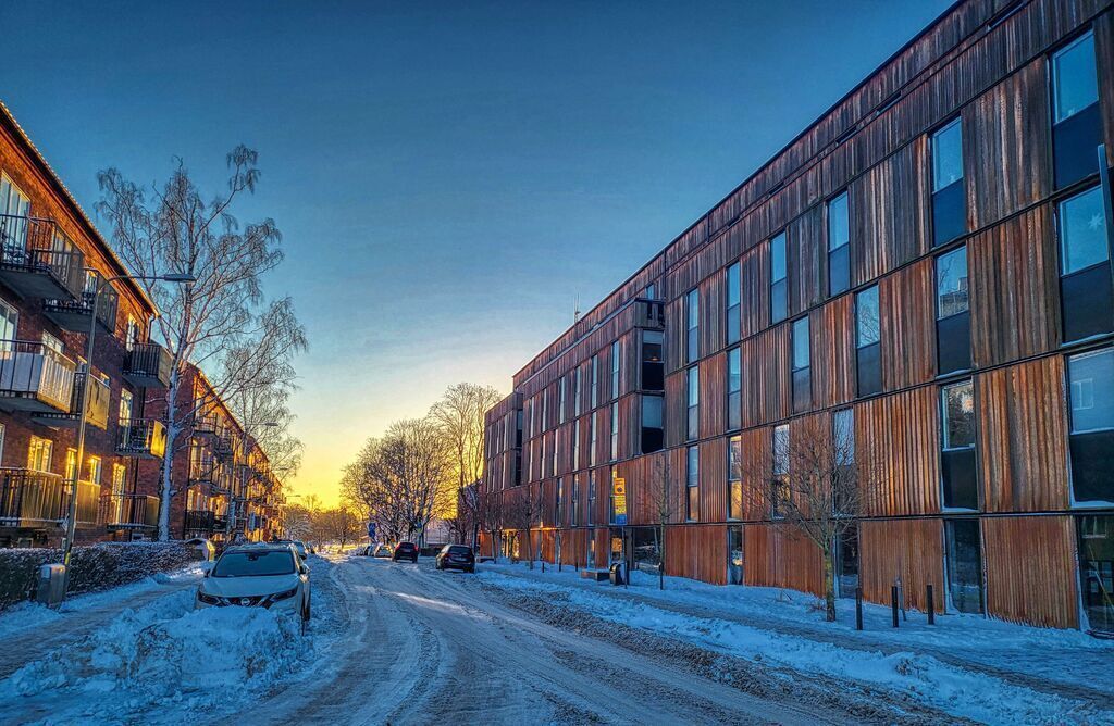 Front of our house covered in snow