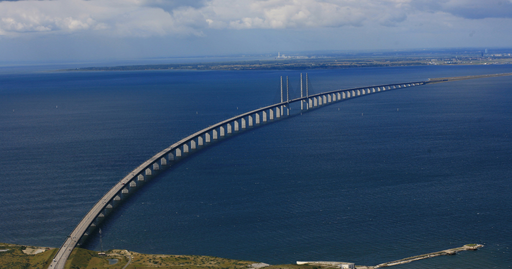 The Öresund brigde (45 km) The longest cable-tied road and rail bridge in Europe, measuring 7.8 km.