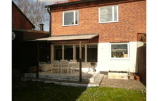 Our house, view from the back, where there is a small garden