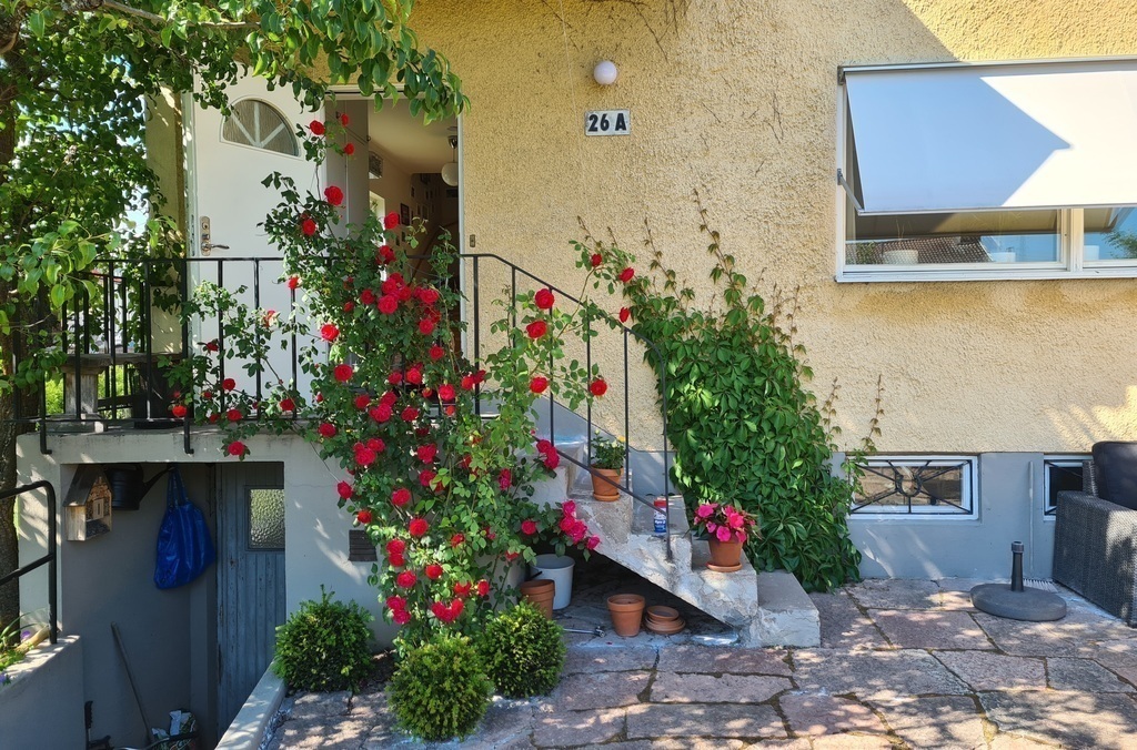 Our bright yellow townhouse in southern Stockholm