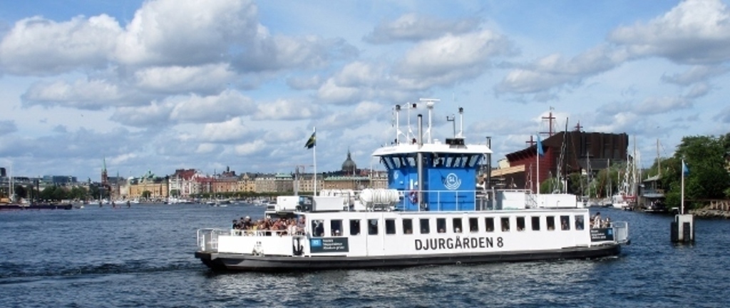 City boats go between subway station "Slussen" and the island of Djurgården