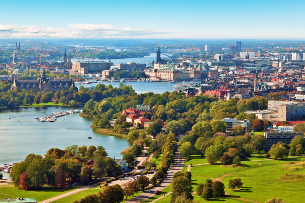 The recreational and tourist area of Djurgården in the foreground