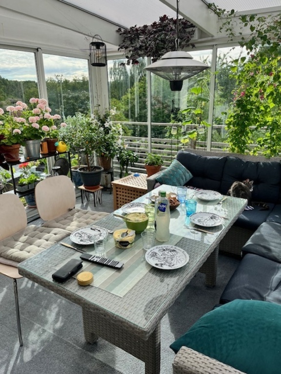 The inside of the conservatory