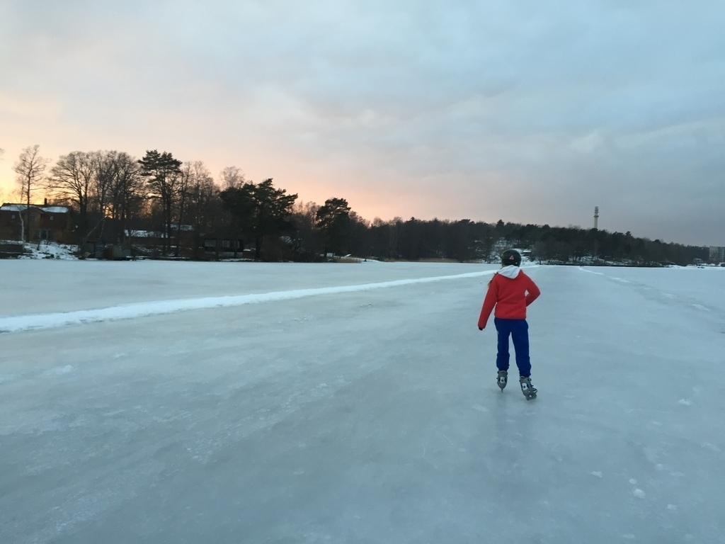 Drevviken in wintertime, proper for skating or skiing during winter.