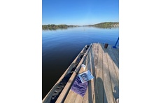 Morning coffee by one of the jetties - a three minute walk downhill from the house