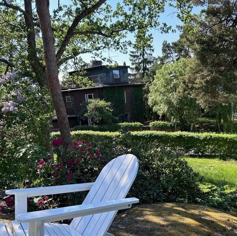 Outside: View from upper part of garden towards the lower