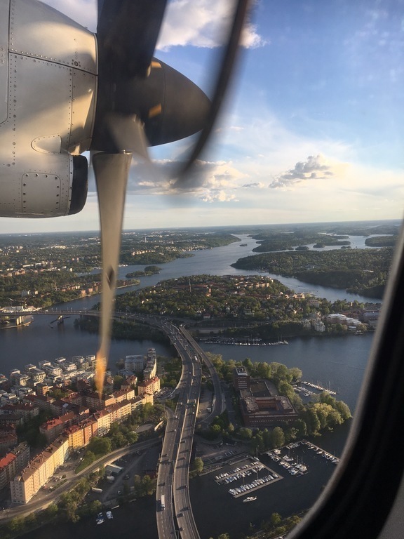 Our island - Stora Essingen: the island from the air. Our house is towards south, the most quiet corner of the island