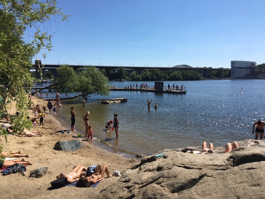 Stockholm: One of many beaches on our island, Bromma, Kungsholmen or Södermalm. This one, 10 min by bike by Tanto
